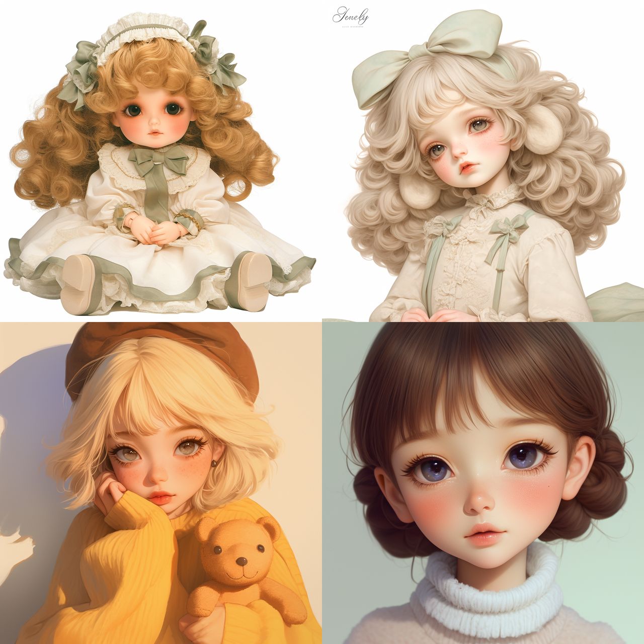 Lee Middleton doll style, Midjourney Niji 6, render 1 of 4