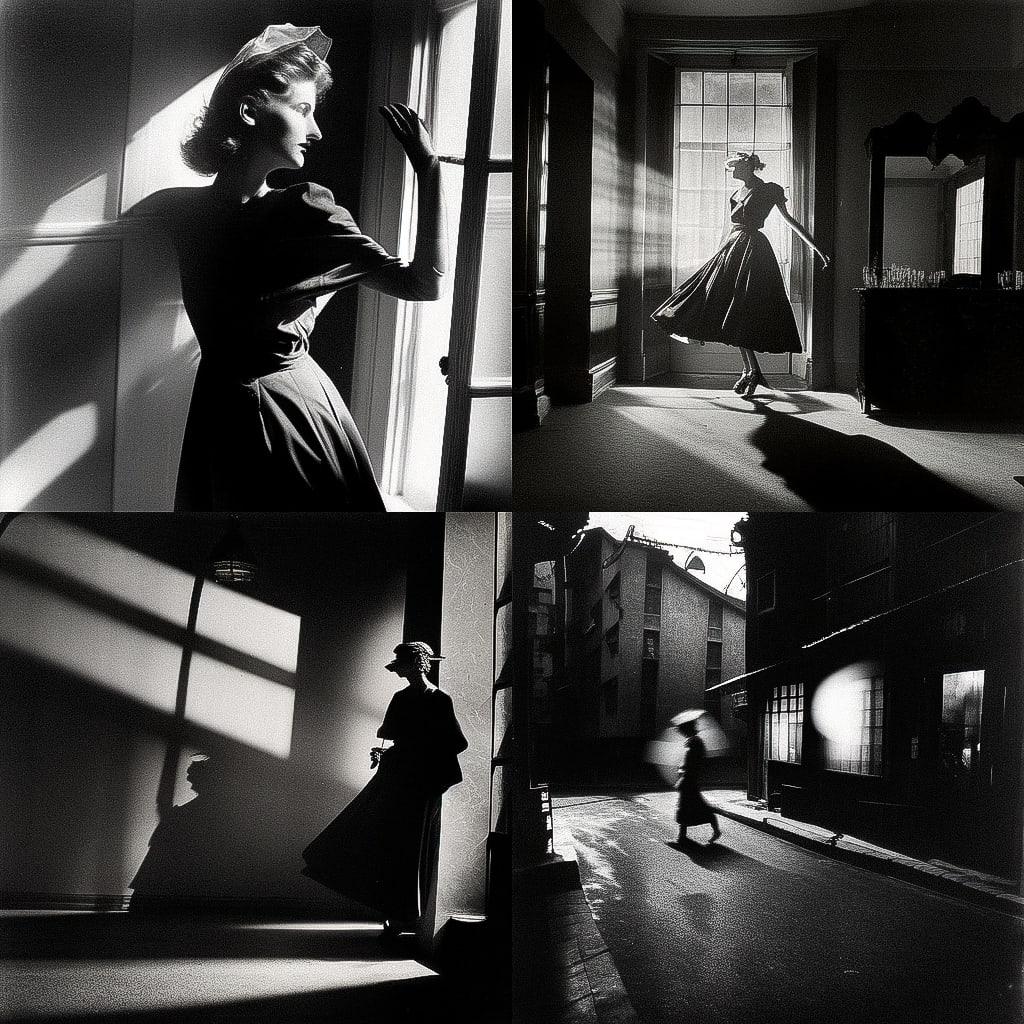 Lee Miller style, Midjourney Niji 4, render 1 of 4