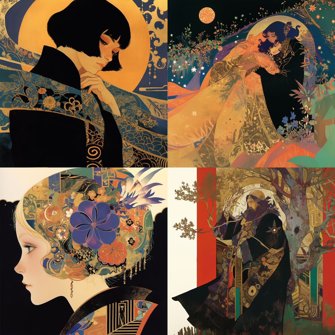 Leo and Diane Dillon style, Midjourney Niji 6, render 1 of 4
