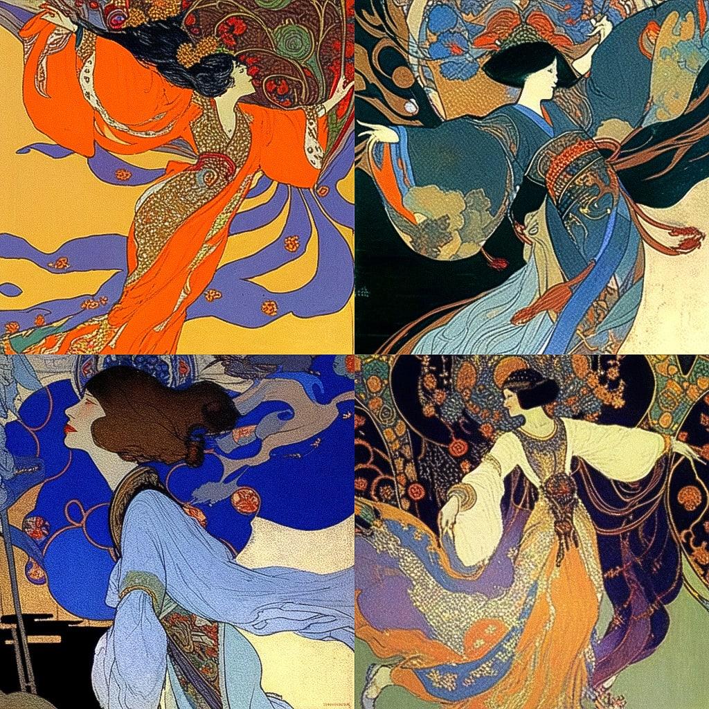 Leon Bakst style, Midjourney Niji 4, render 1 of 4