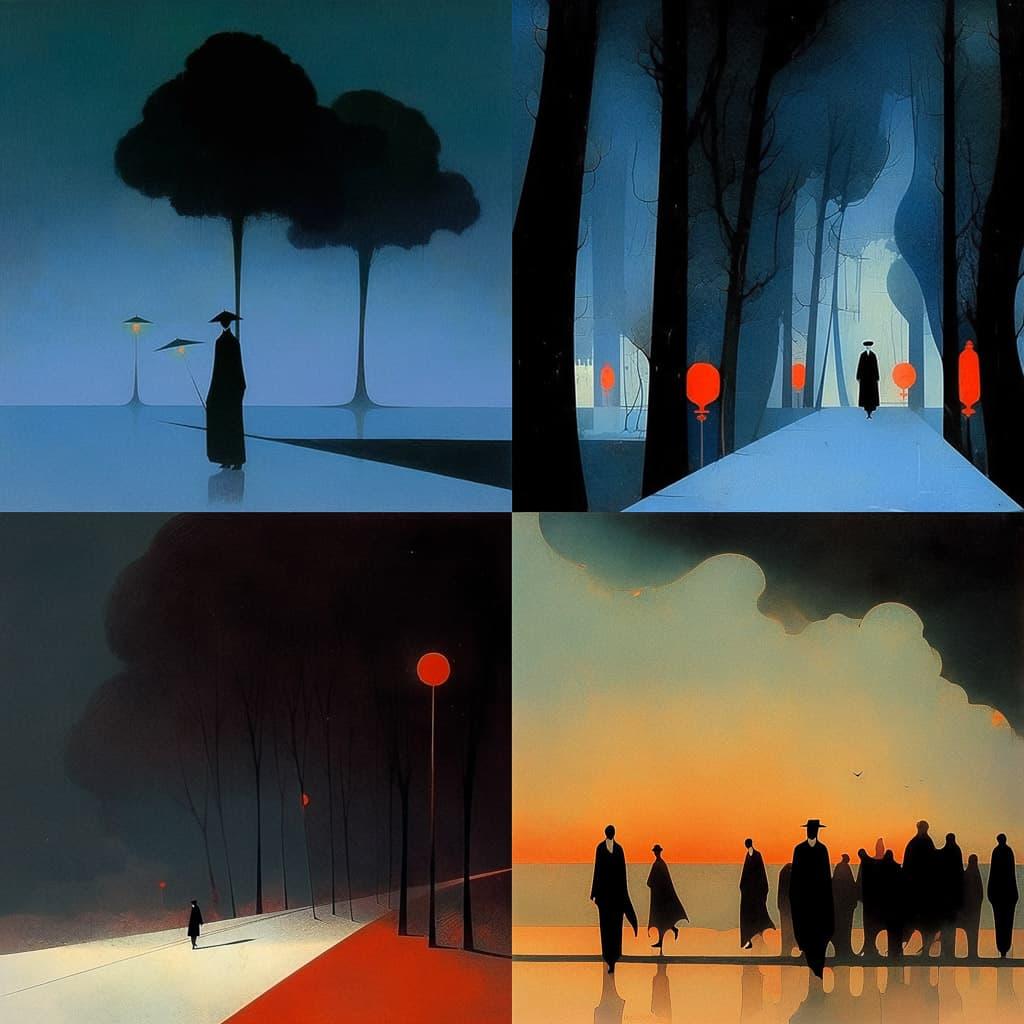 Leon Spilliaert style, Midjourney Niji 4, render 1 of 4