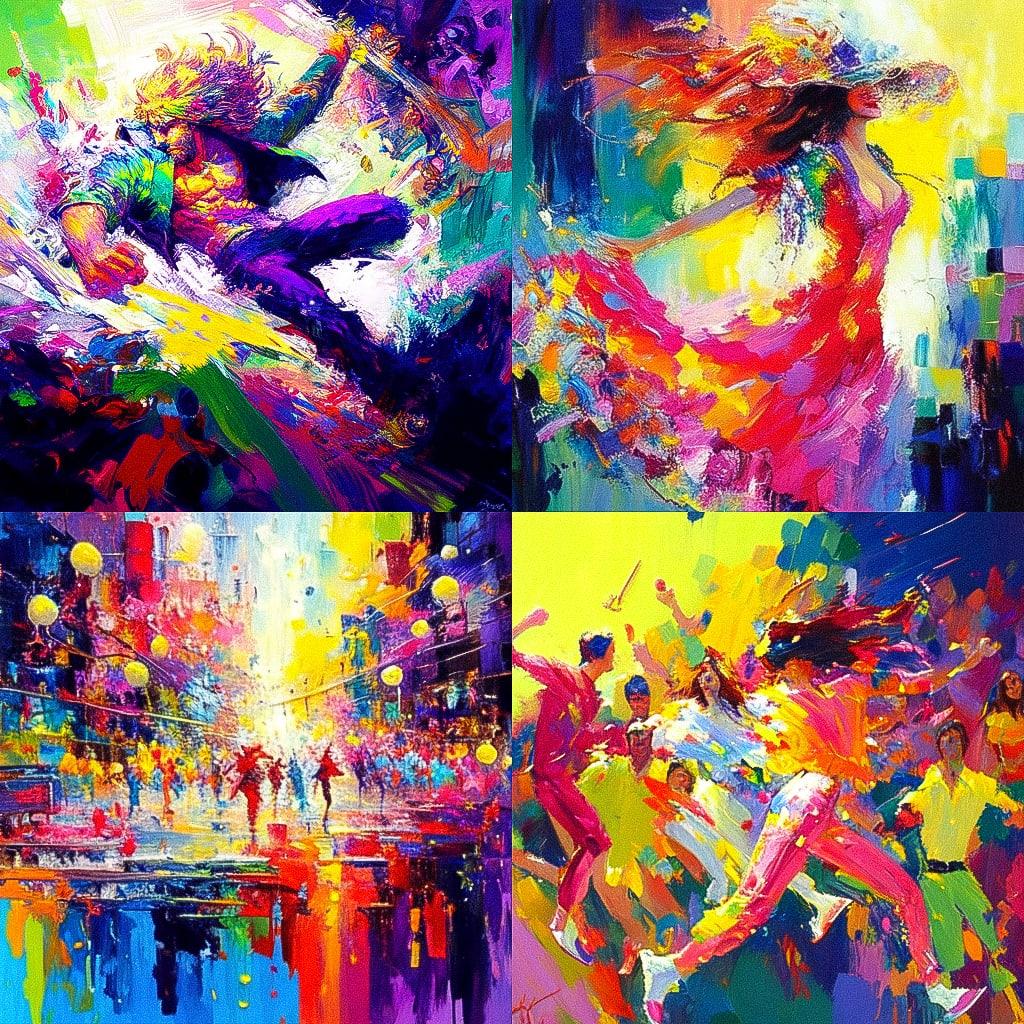 LeRoy Neiman style, Midjourney Niji 4, render 1 of 4
