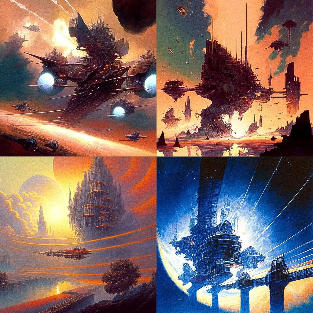 Les Edwards style, Midjourney Niji 4, render 1 of 4