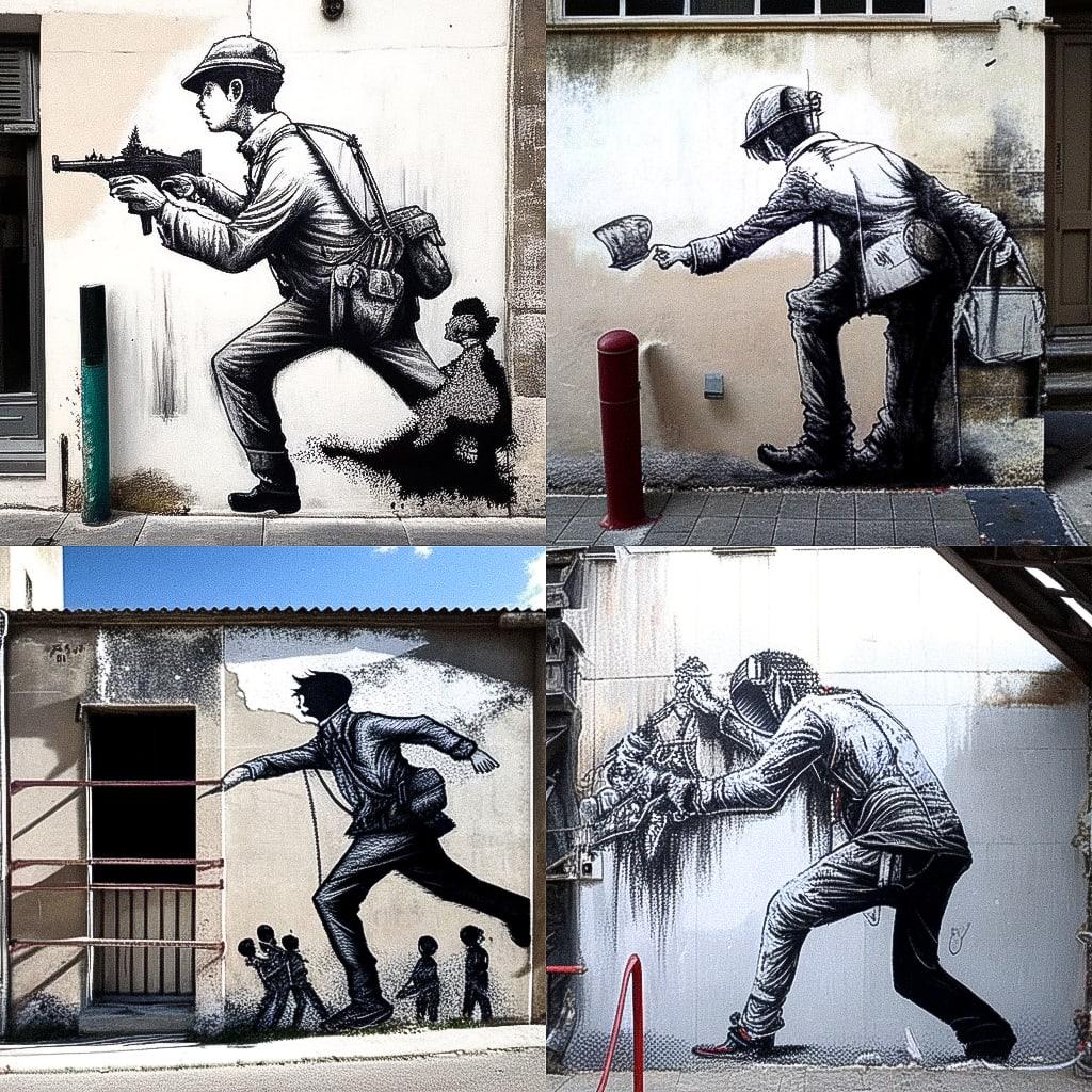 Levalet style, Midjourney Niji 4, render 1 of 4