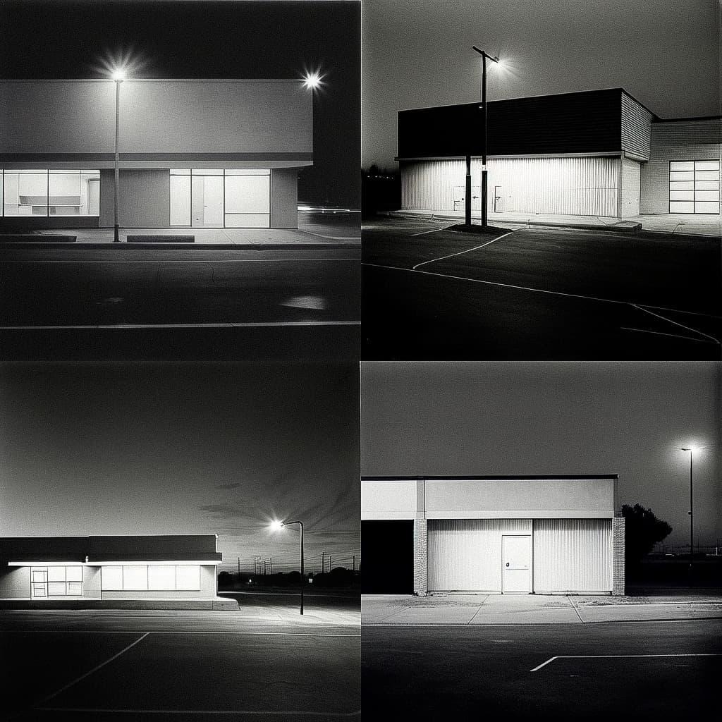 Lewis Baltz style, Midjourney Niji 5, render 1 of 4