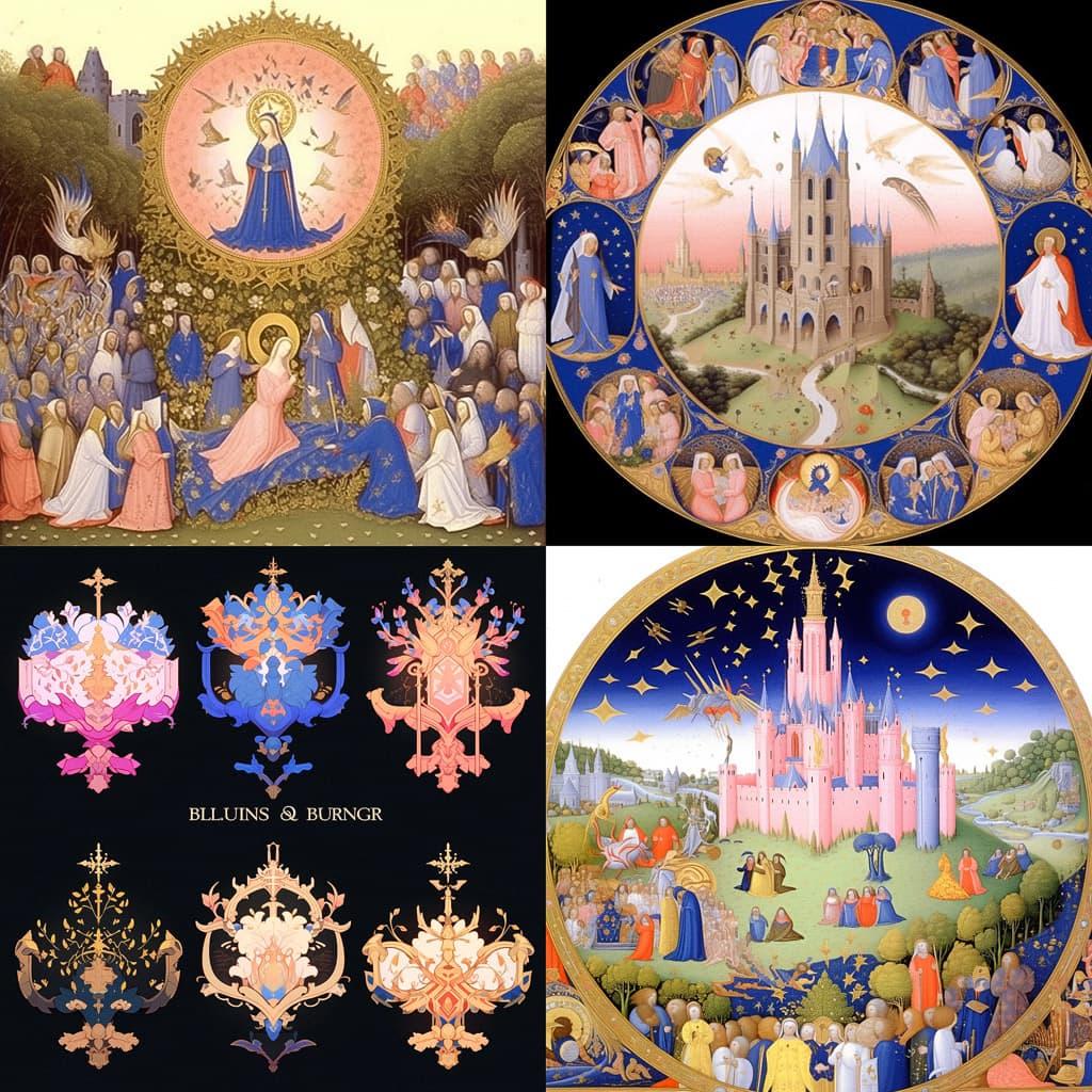 Limbourg brothers style, Midjourney Niji 5, render 1 of 4