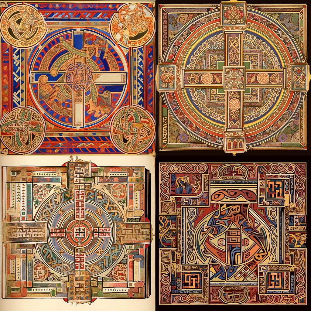 Lindisfarne Gospels style, Midjourney Niji 5, render 1 of 4