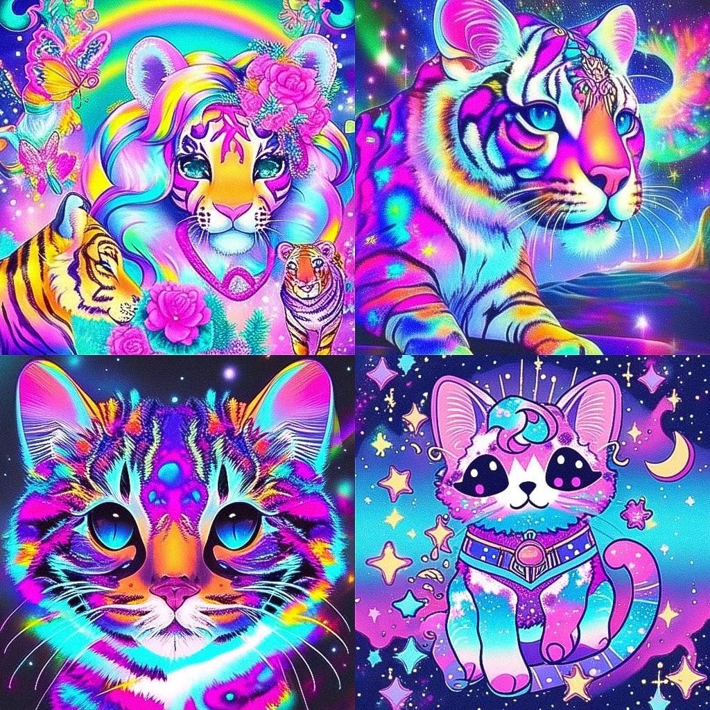 Lisa Frank style, Midjourney Niji 4, render 1 of 4