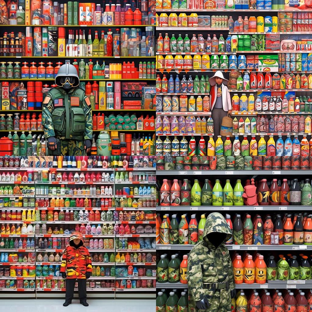 Liu Bolin style, Midjourney Niji 5, render 1 of 4