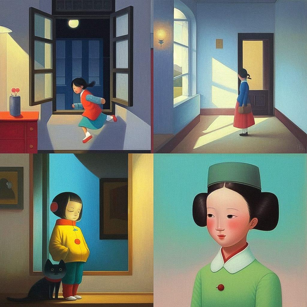 Liu Ye style, Midjourney Niji 4, render 1 of 4