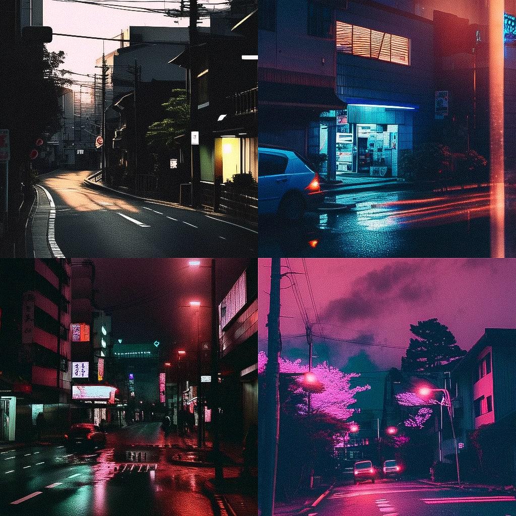 Lo-fi photography style, Midjourney Niji 4, render 1 of 4