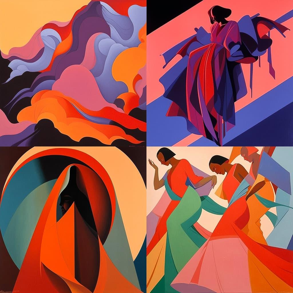 Lorser Feitelson style, Midjourney Niji 5, render 1 of 4