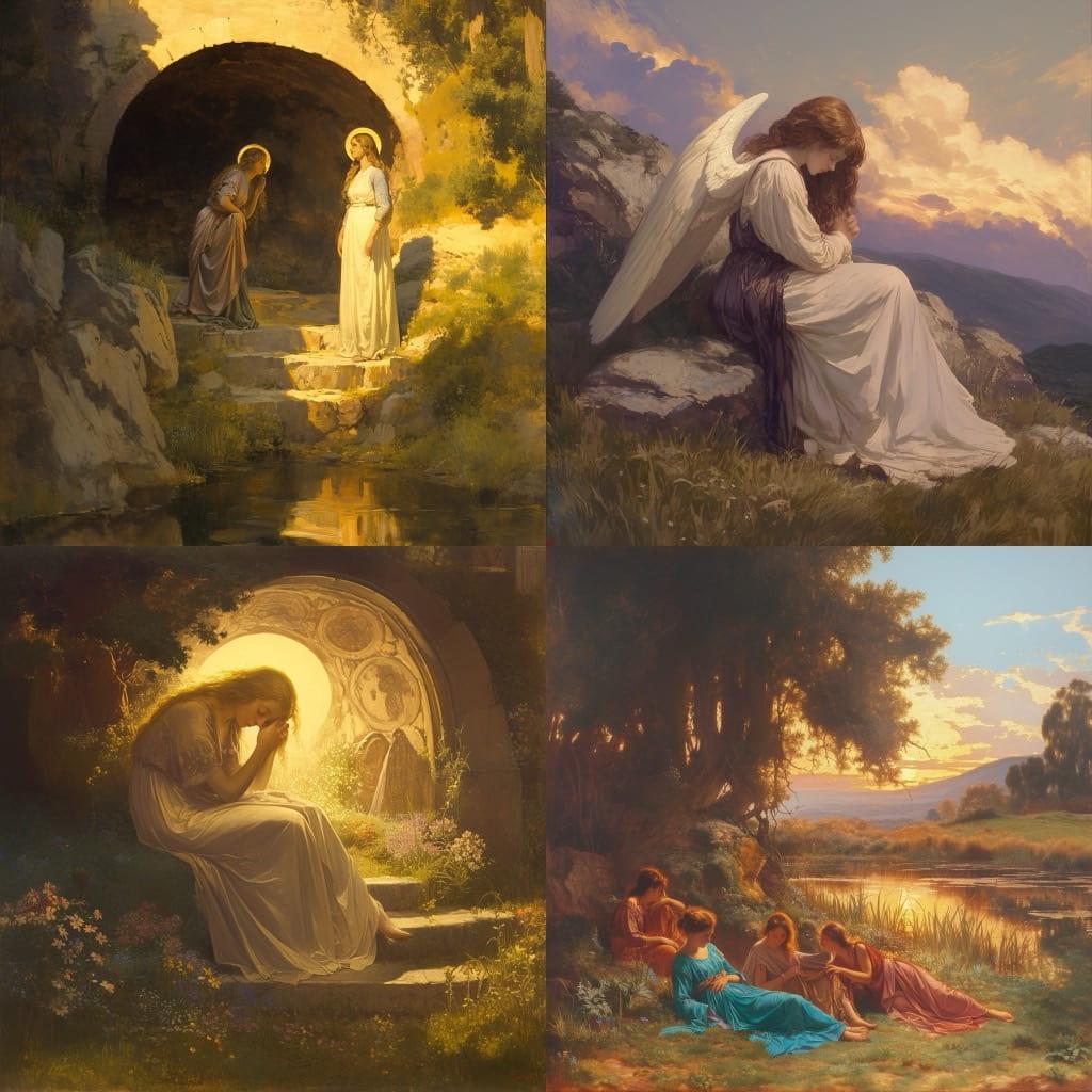 Louis Janmot style, Midjourney Niji 6, render 1 of 4