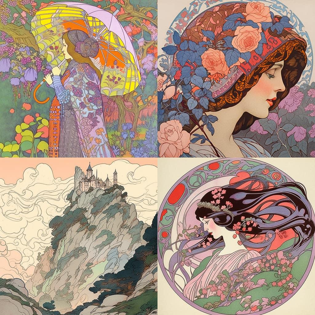 Louis Rhead style, Midjourney Niji 5, render 1 of 4