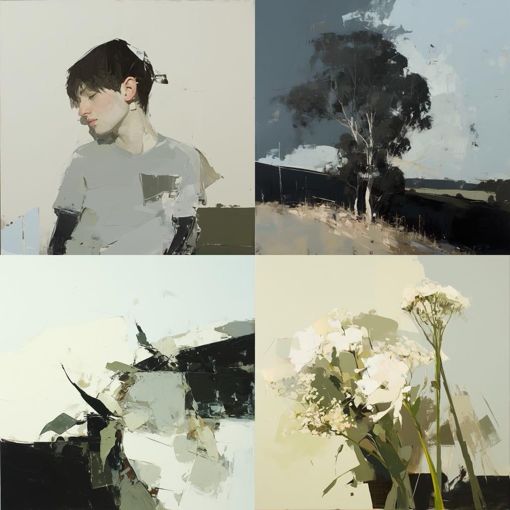 Louise Balaam style, Midjourney Niji 6, render 1 of 4