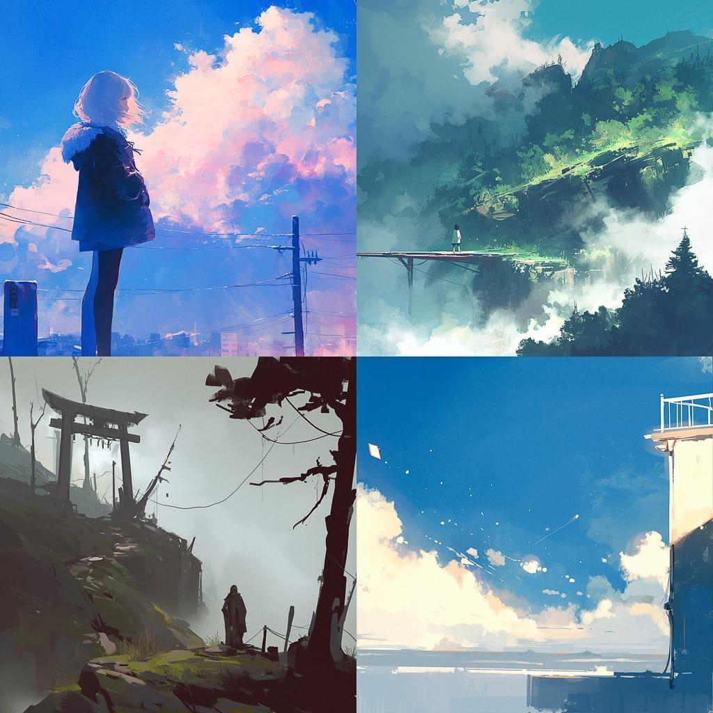 Low-hanging fog style, Midjourney Niji 6, render 1 of 4
