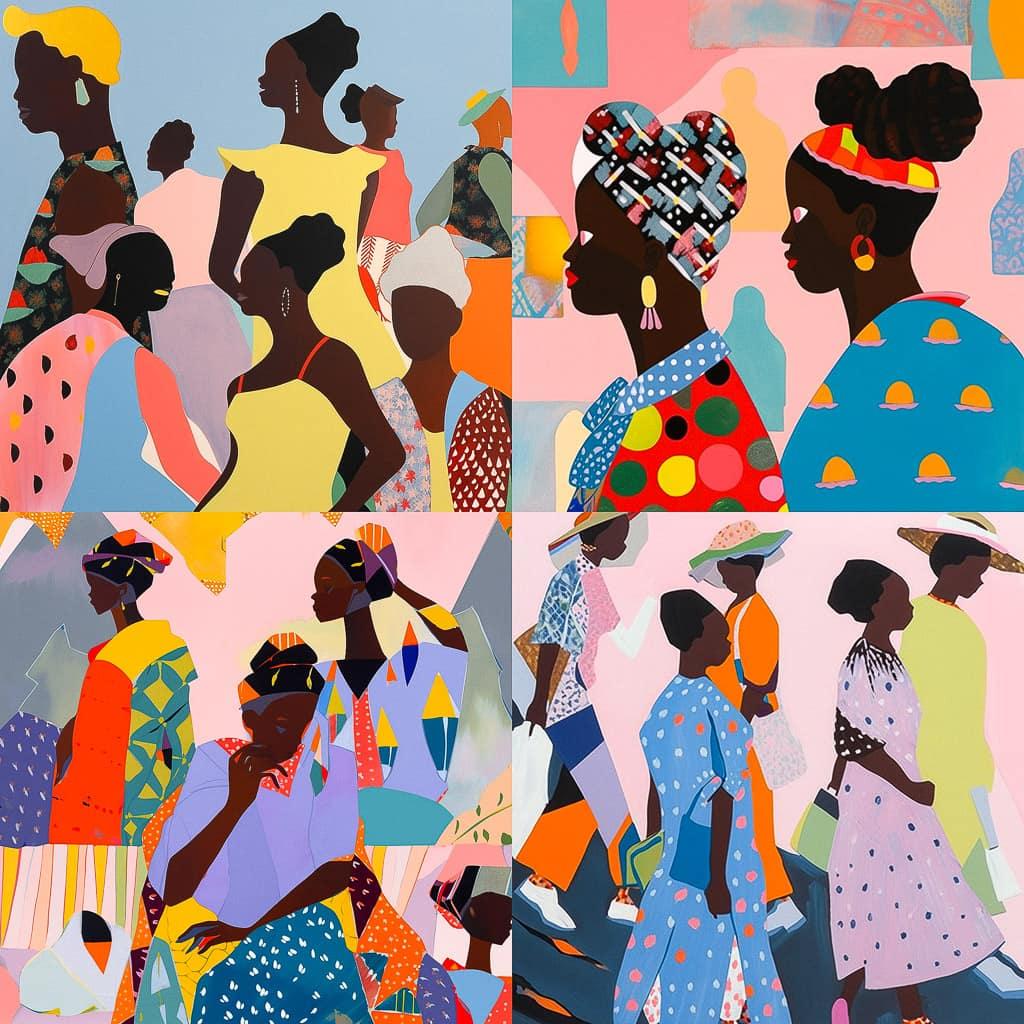 Lubaina Himid style, Midjourney Niji 5, render 1 of 4