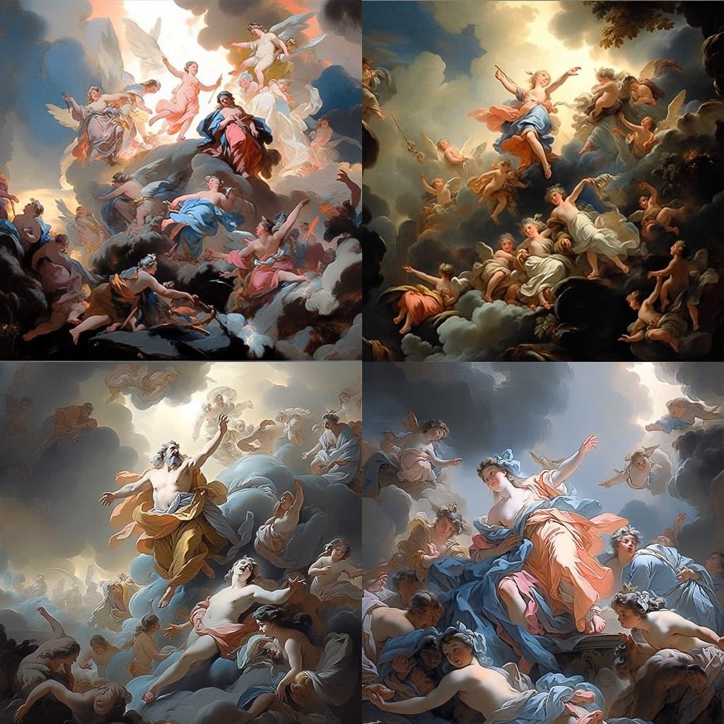 Luca Giordano style, Midjourney Niji 5, render 1 of 4