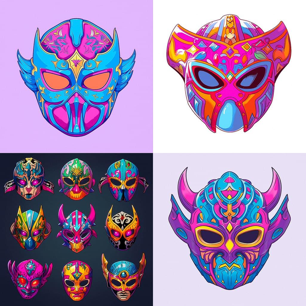 Lucha Libre mask style, Midjourney Niji 5, render 1 of 4