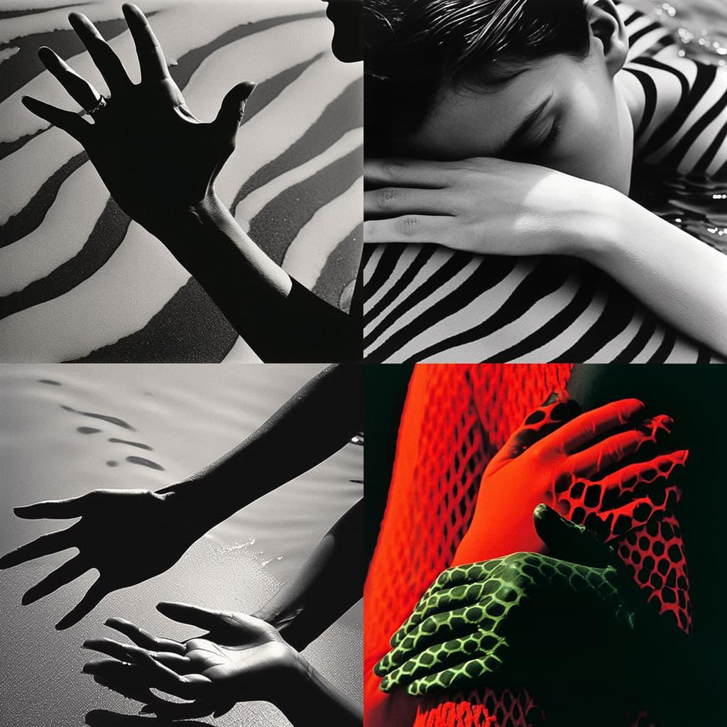 Lucien Clergue style, Midjourney Niji 5, render 1 of 4