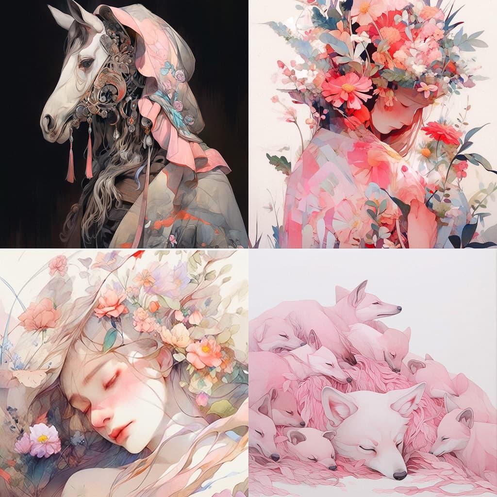Lucy Glendinning style, Midjourney Niji 5, render 1 of 4