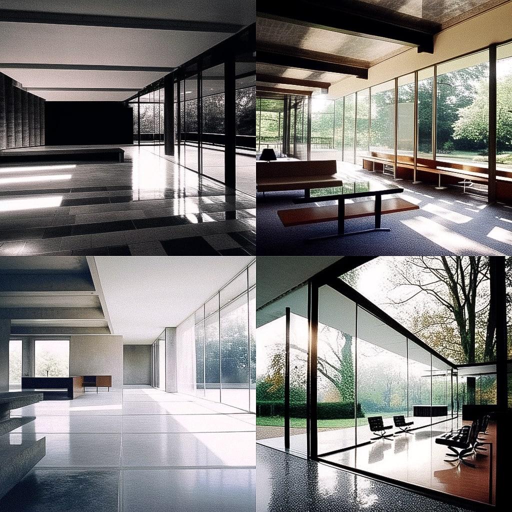 Ludwig Mies van der Rohe style, Midjourney Niji 4, render 1 of 4