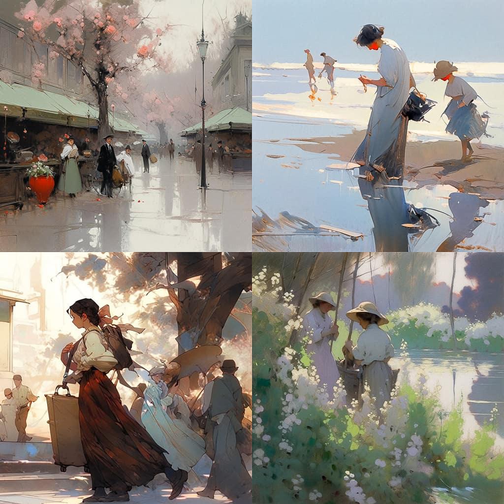 Luigi Loir style, Midjourney Niji 5, render 1 of 4
