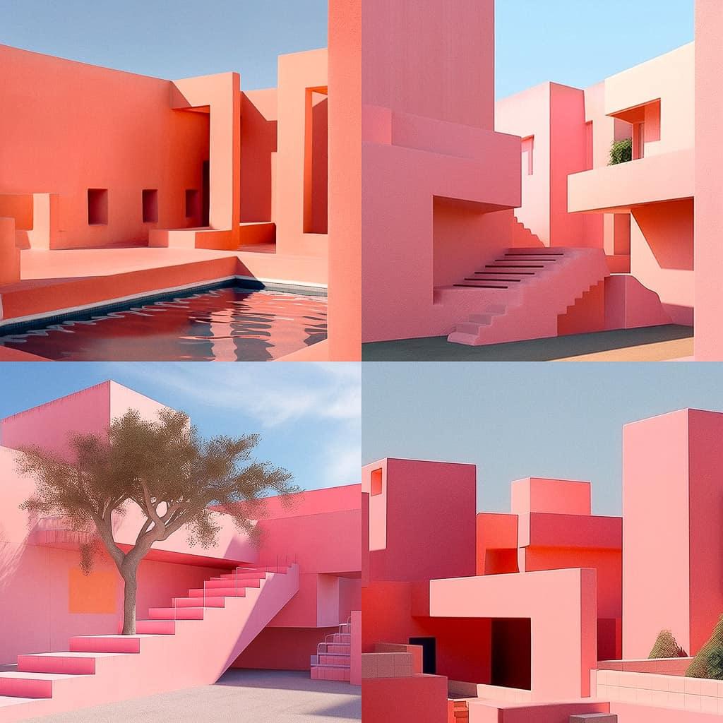Luis Barragan style, Midjourney Niji 5, render 1 of 4