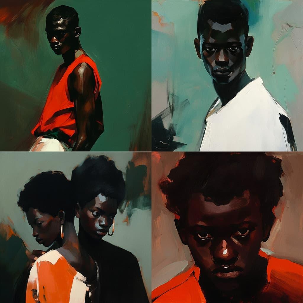 Lynette Yiadom-Boakye style, Midjourney Niji 5, render 1 of 4