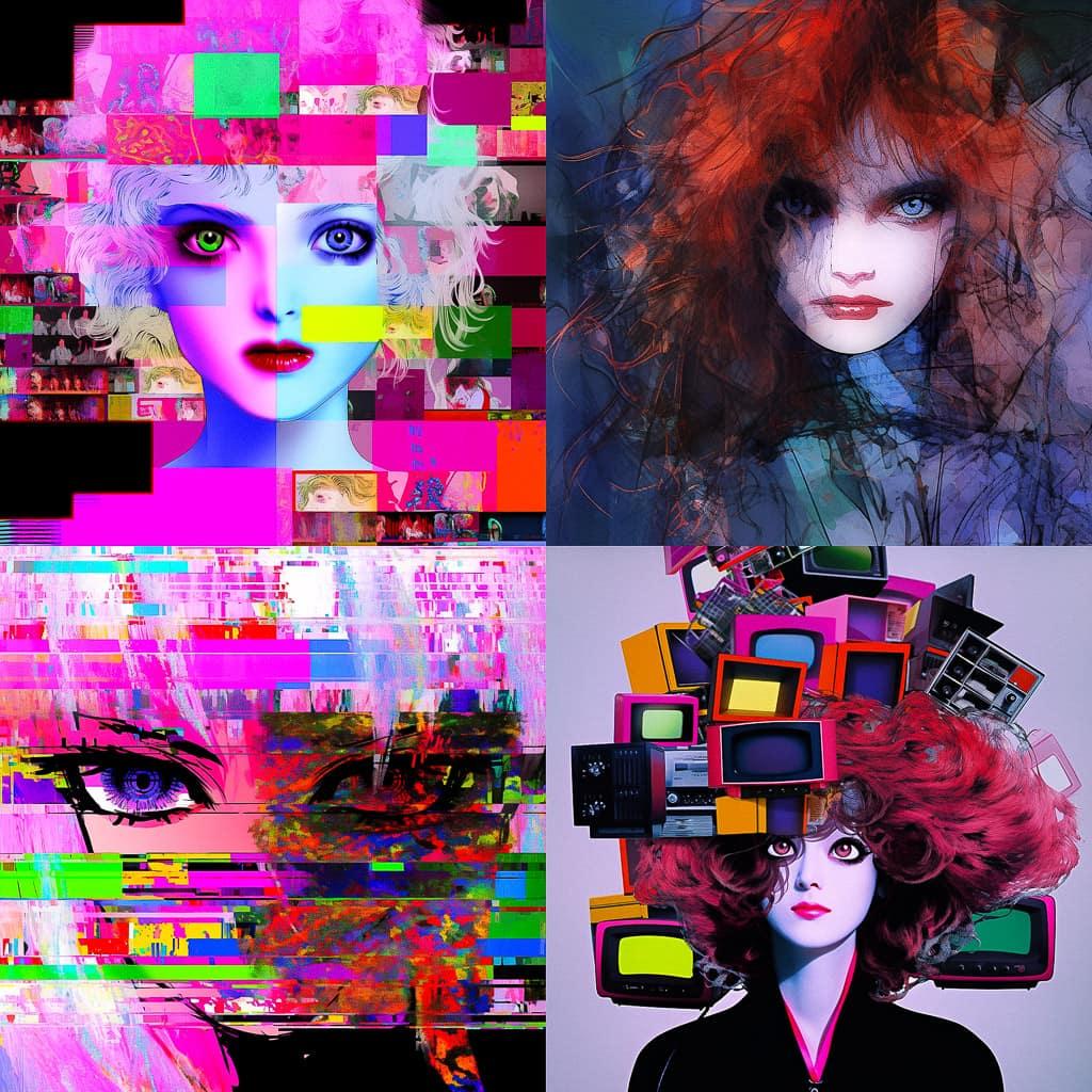 Lynn Hershman Leeson style, Midjourney Niji 5, render 1 of 4
