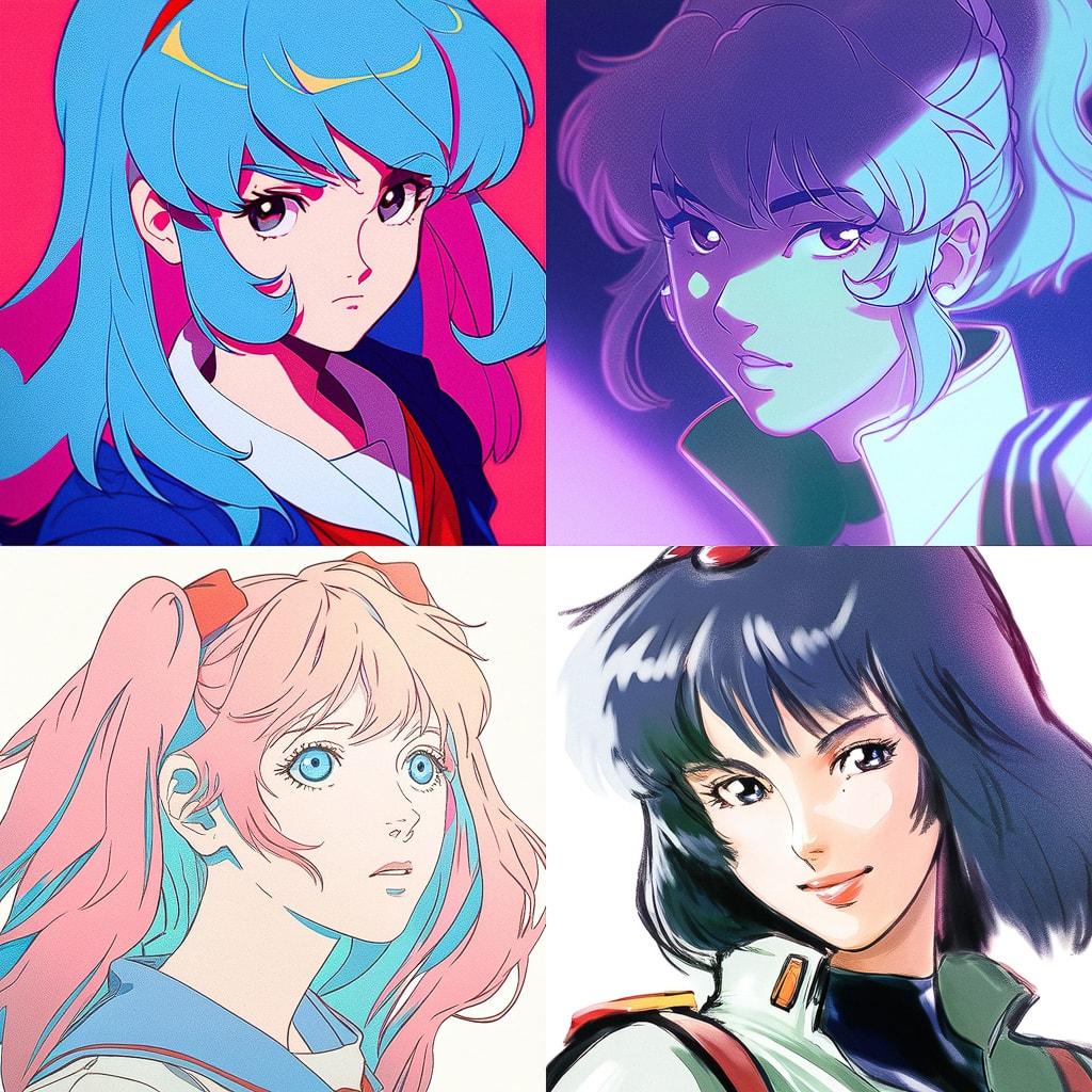 Macross style, Midjourney Niji 4, render 1 of 4
