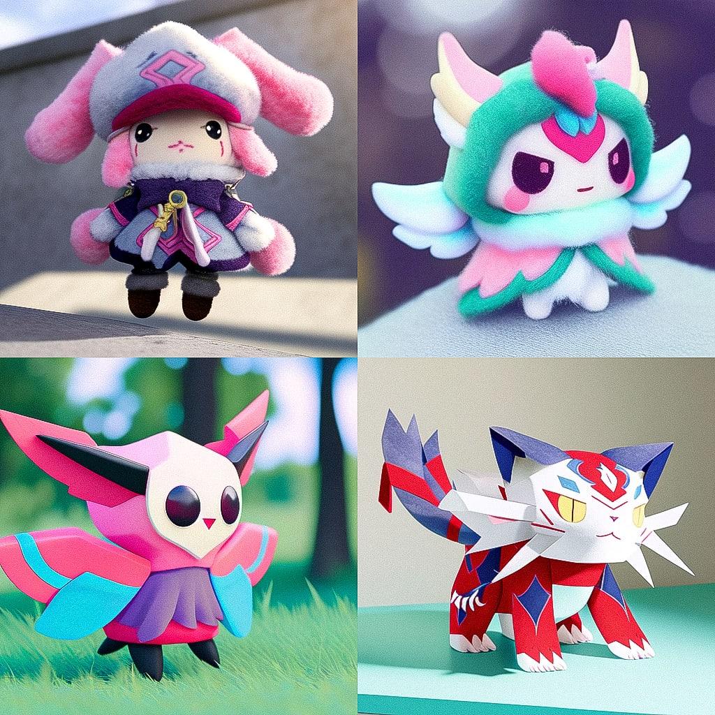 Made of felt style, Midjourney Niji 4, render 1 of 4