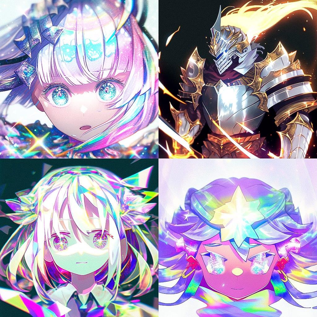 Made of iridescent foil style, Midjourney Niji 4, render 1 of 4