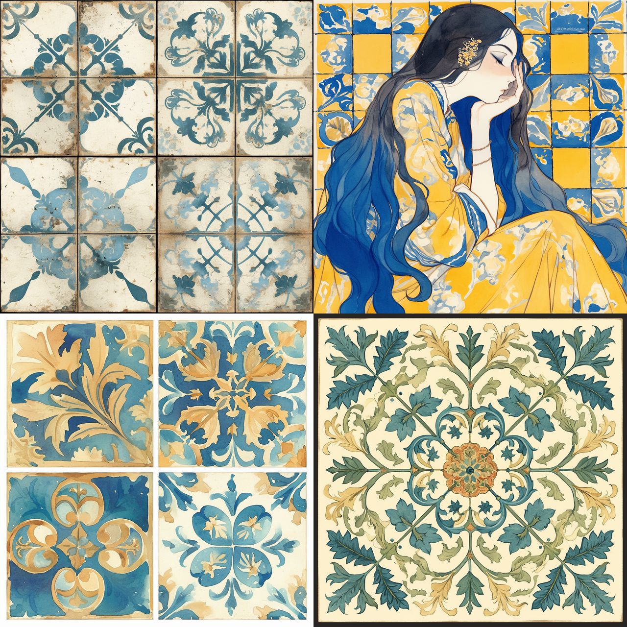 Majolica Tiles style, Midjourney Niji 6, render 1 of 4