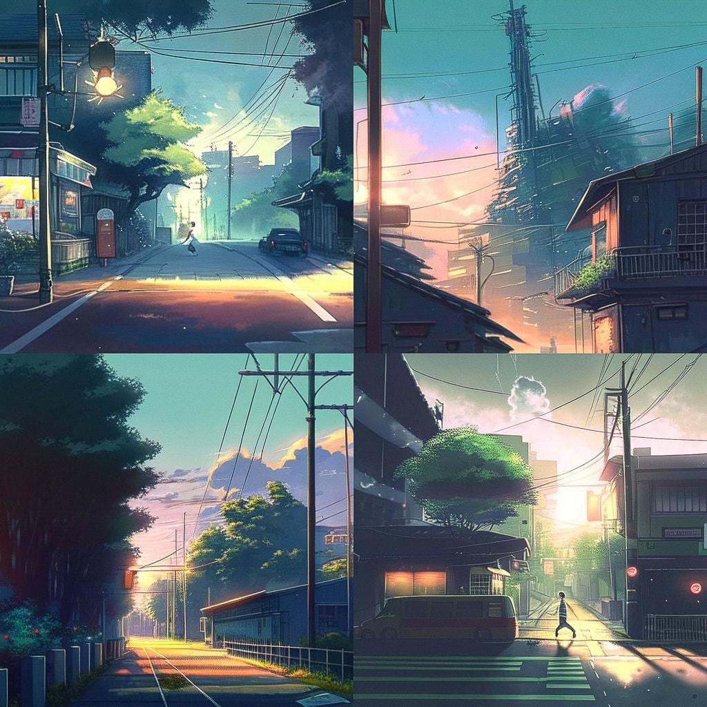 Makoto Shinkai style, Midjourney Niji 4, render 1 of 4