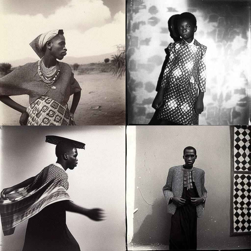 Malick Sidibe style, Midjourney Niji 4, render 1 of 4