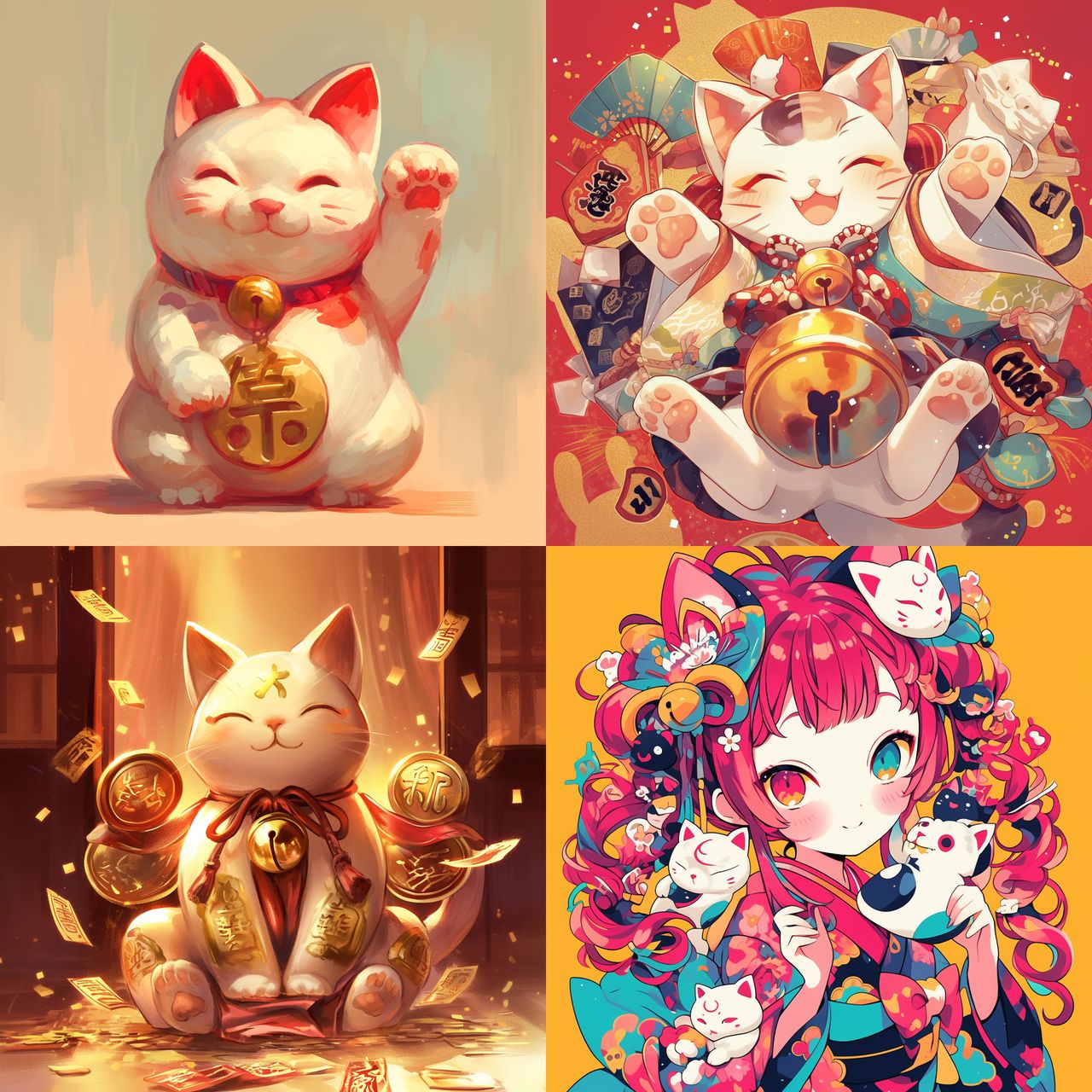 Maneki-neko style, Midjourney Niji 6, render 1 of 4
