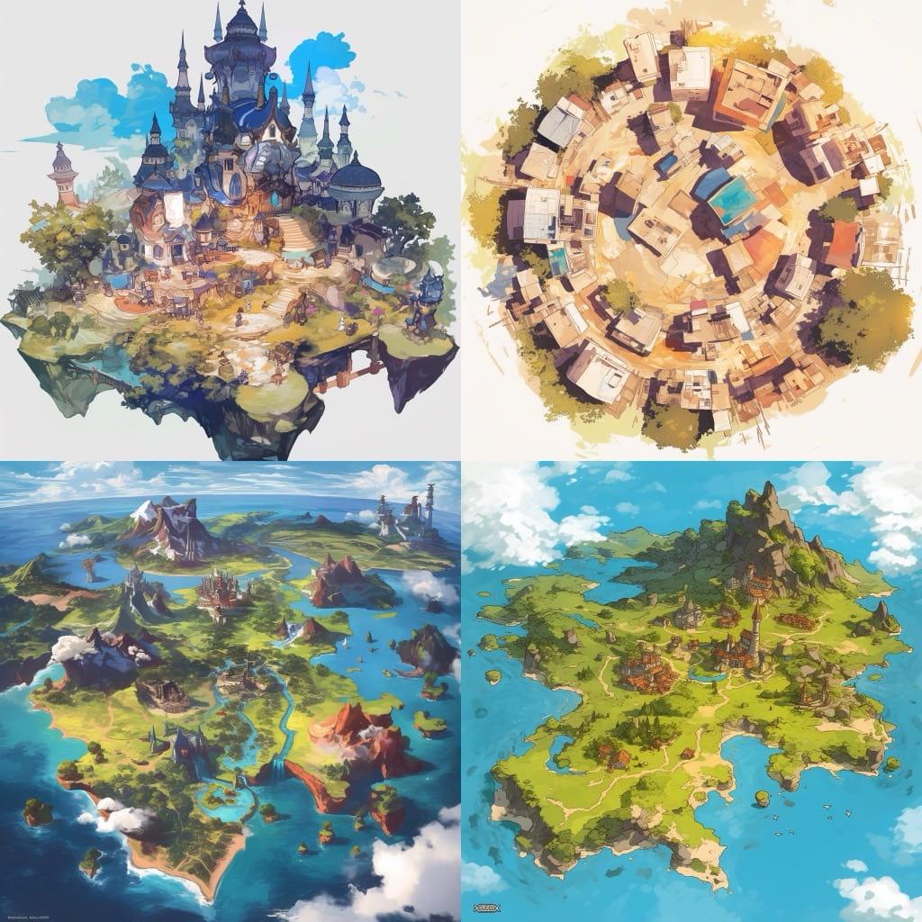 Map style, Midjourney Niji 6, render 1 of 4