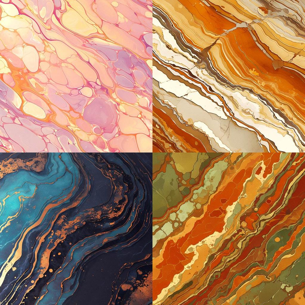 Marbled texture style, Midjourney Niji 6, render 1 of 4
