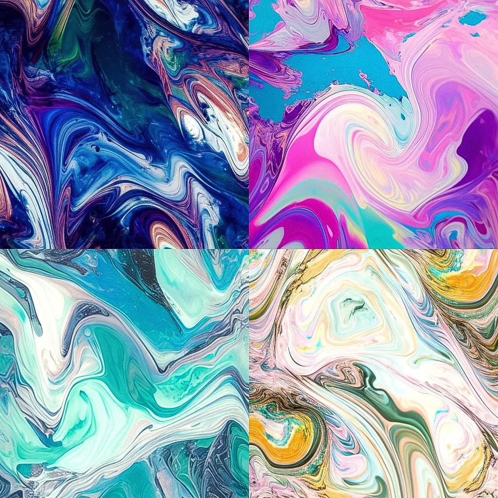 Marbling style, Midjourney Niji 4, render 1 of 4