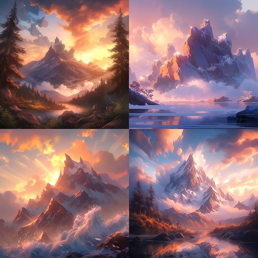 Marc Adamus style, Midjourney Niji 5, render 1 of 4