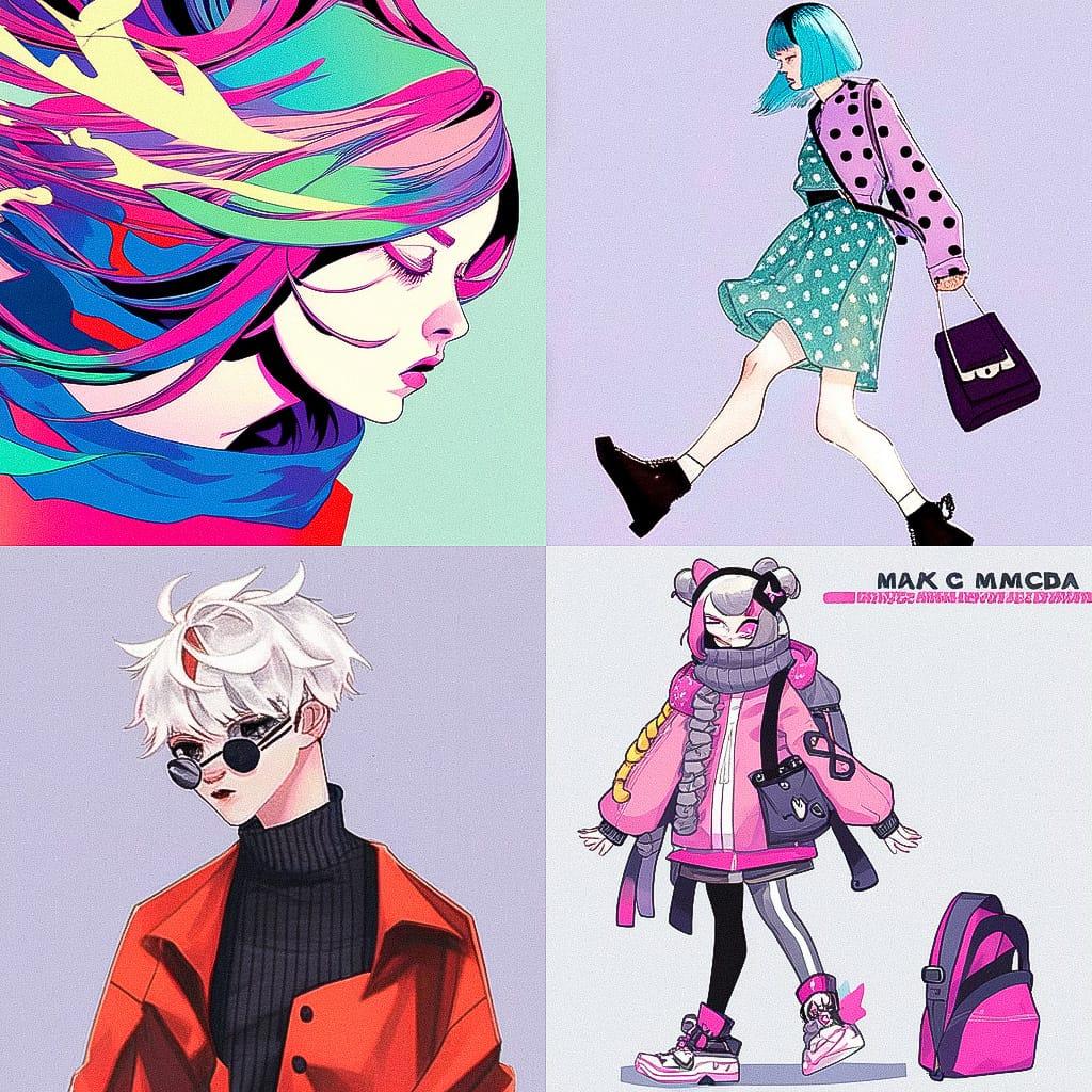 Marc Jacobs style, Midjourney Niji 4, render 1 of 4