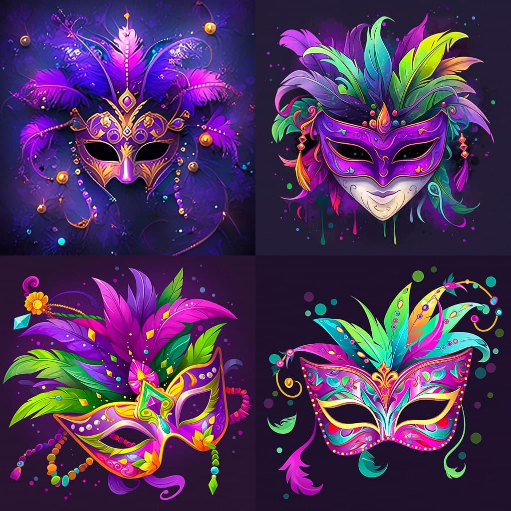 Mardi gras mask style, Midjourney Niji 5, render 1 of 4