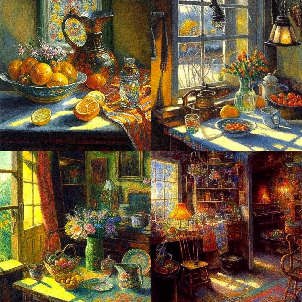 Margaret Olley style, Midjourney Niji 4, render 1 of 4