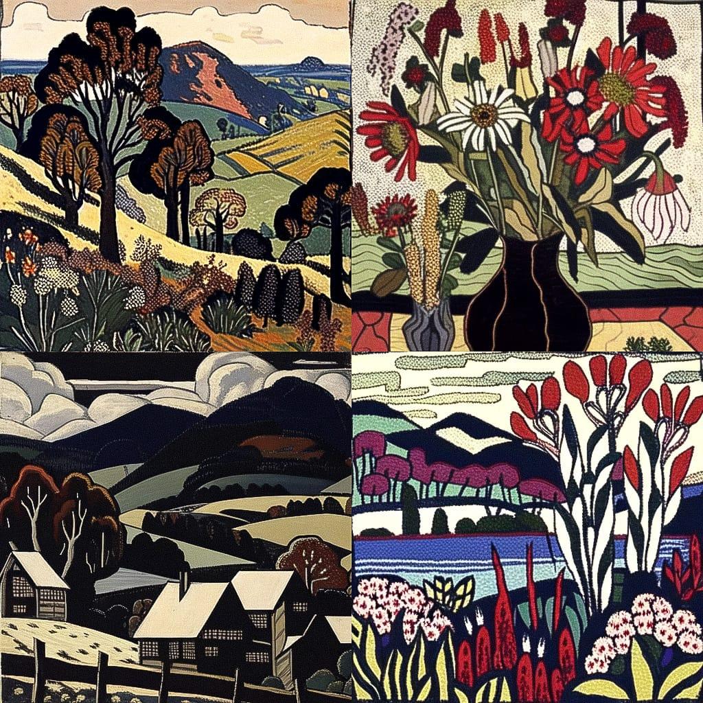 Margaret Preston style, Midjourney Niji 4, render 1 of 4