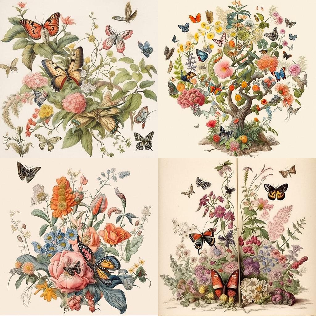 Maria Sibylla Merian style, Midjourney Niji 5, render 1 of 4