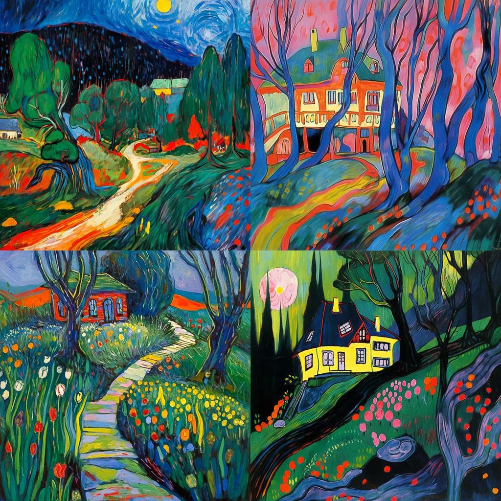Marianne von Werefkin style, Midjourney Niji 5, render 1 of 4