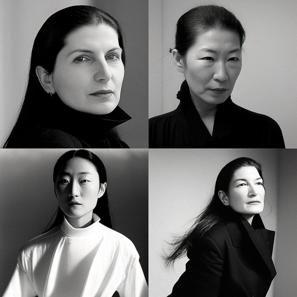 Marina Abramovic style, Midjourney Niji 4, render 1 of 4
