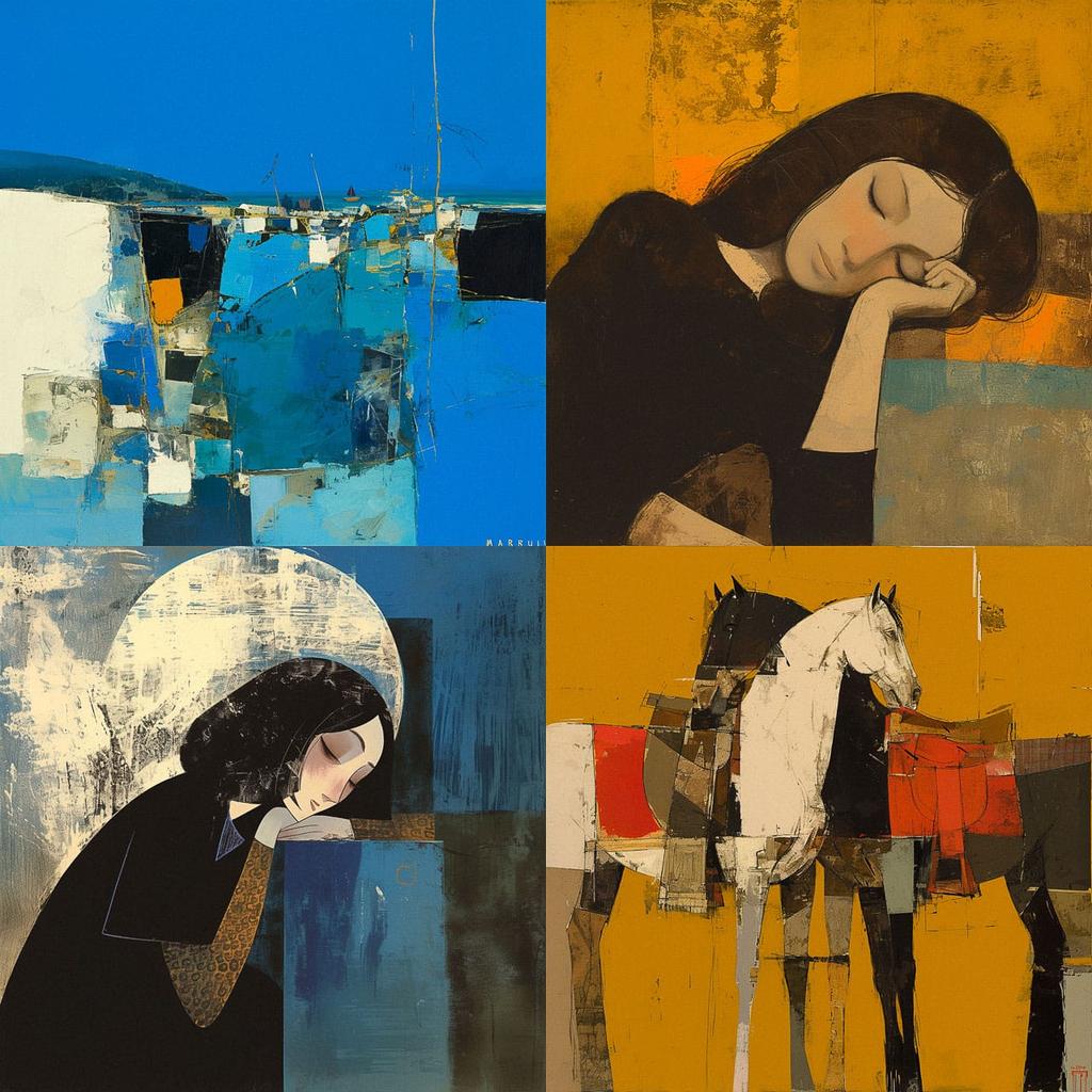 Marino Marini style, Midjourney Niji 6, render 1 of 4