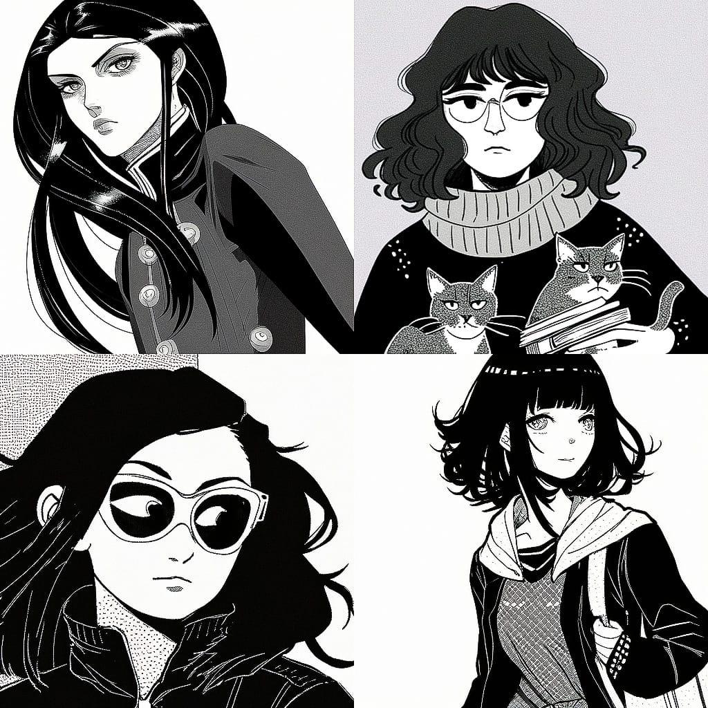Marjane Satrapi style, Midjourney Niji 4, render 1 of 4